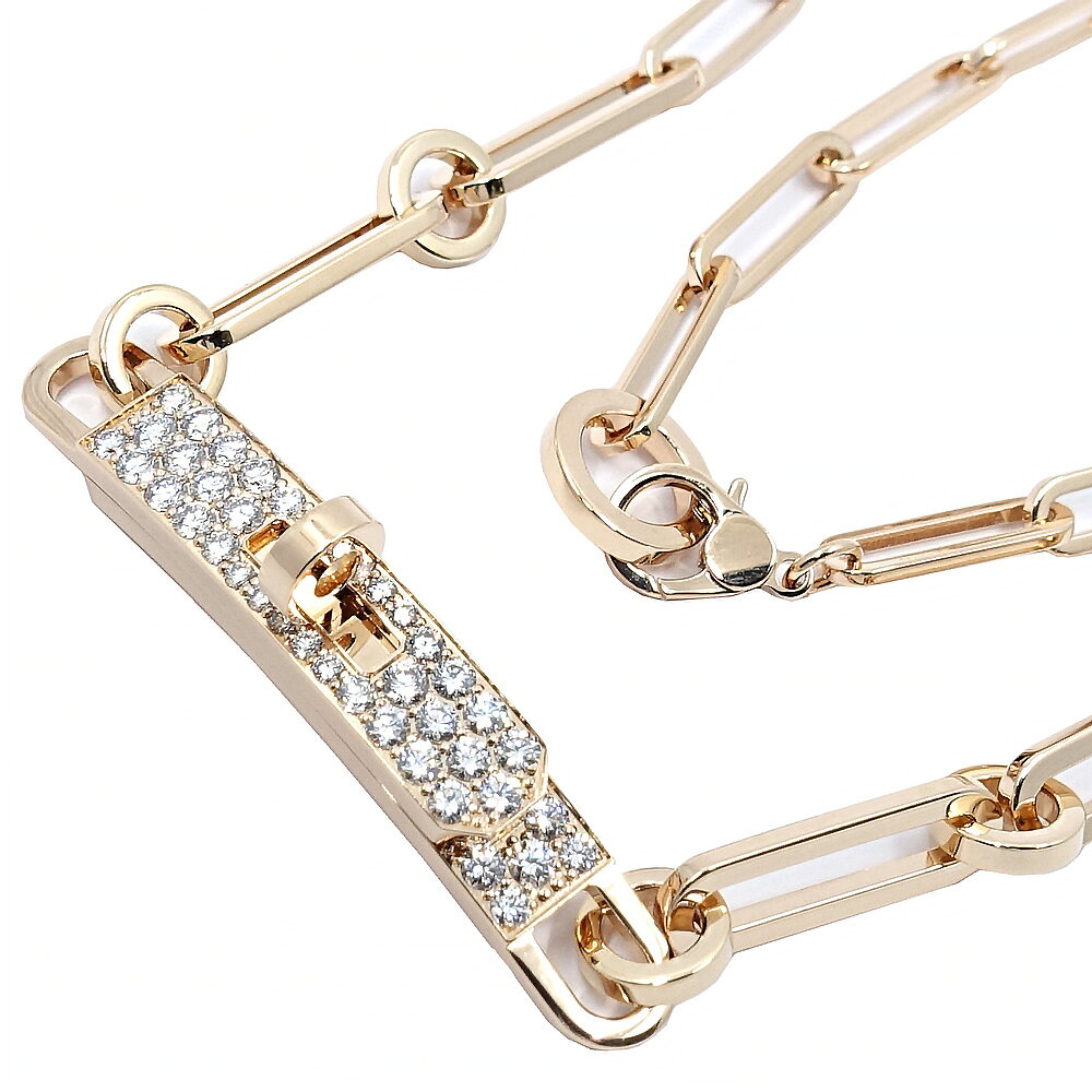 【名東】【HERMES】エルメス ネックレス ケリーチョーカー ダイヤモンド Au750 ピンクゴールド 約36cm 女性 レディース 約18.2g 超音波洗浄済 箱【仕上げ済】【中古】