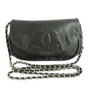 【最大3万円クーポン 5/1~3】【名古屋】【CHANEL】シャネル ハーフムーン チェーンウォレット チェーンショルダーバッグ 財布 A40033 ココマーク キャビアスキン ブラック シルバー金具 レザー レディース 美品【中古】