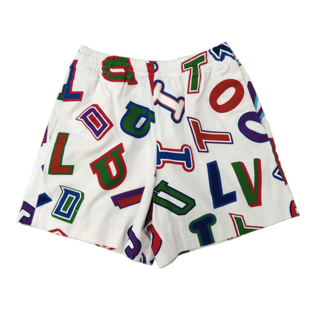 【名古屋】【LOUIS VUITTON】ルイヴィトン NBA プリンテッド ショートパンツ 21AW Mサイズ ホワイト×マルチカラー ハーフパンツ バスケットボール ボトムス アパレル 服 メンズ【中古】