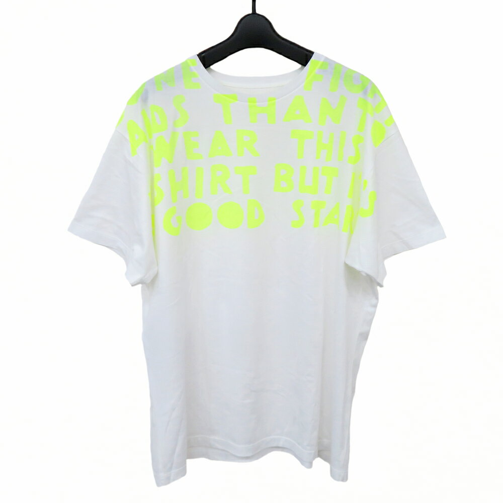 【名古屋】【MAISON MARGIELA】メゾンマルジェラ チャリティ プリント ジャージー Tシャツ S 半袖 ホワイト イエロー 白 黄色 レディース アパレル【中古】