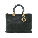【最大3万円割引クーポン 5/1~】【名東】【CHRISTIAN DIOR】ディオール LADYDIOR ハンドバッグ レディディオール スエード ブラック【中...