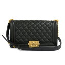 【名古屋】【CHANEL】シャネル ボーイシャネル 25 ハンドバッグ A67086 マトラッセ チェーンショルダーバッグ ブラック ヴィンテージゴールド金具 キャビアスキン レディース【新品同様】【中古】