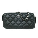 【最大3万円クーポン 5/9 20:00~】【名東】【CHANEL】シャネル チェーンウォレット ショルダーバッグ ラムスキン ブラック SV金具 A82527【中古】