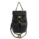 【名古屋】【CHANEL】シャネル マトラッセ バックパック AS3290 B08045 94305 チェーンショルダー リュックサック ブラック ゴールド金具 キャビアスキン ココマーク レザー レディース 美品【中古】