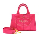 【栄】【PRADA】プラダ カナパ ミニ CANAPA 2WAYバッグ 1BG439 コットン キャンバス トートバッグ ピンク PEONIA ショルダー レディース【中古】