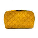 【栄】【BOTTEGA VENETA】ボッテガヴェネタ イントレチャート ファスナー ポーチ イエロー レザー 小物 その他 etc【中古】