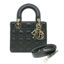 【最大3万円クーポン 3/1~3】【名東】【CHRISTIAN DIOR】ディオール LADYDIOR ハンドバッグ レディディオール ショルダー カーフスキン スモール ブラック レディース【中古】