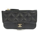 【最大3万円クーポン 5/1~3】【栄】【CHANEL】シャネル カードケース マトラッセ クラシック ジップ AP2570 ブラック グレインドカーフスキン キャビアスキン コインケース 小物【新品】【未使用】【中古】