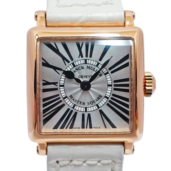 【栄】【FRANCK MULLER】フランクミュラー マスタースクエア プティ 6002PQZ 5N シルバー レディース PG 18K 750 レザー クォーツ 腕時計【国内正規】【中古】