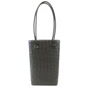 【天白】【BOTTEGA VENETA】ボッテガヴェネタ ミニトートバッグ イントレチャート ダークブラウン 編込み レザー 縦長 コンパクト レディース 鞄【中古】