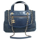 【栄】【CHANEL】シャネル バッグ マトラッセ A93559 デニム/レザー ブルー系カラー ゴールド金具 CCマーク 2WAY ハンド/チェーンショルダー 女性 レディース 23番台/8桁シリアル 保証書 袋 箱【中古】