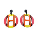 【名東】【HERMES】エルメス ピアス Hエキップ バッファローホーン 一対 マルチカラー ピンク系 アクセサリー 小物 レディース 女【中古】