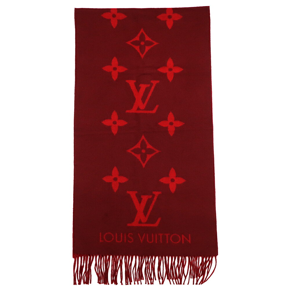 【栄】【LOUIS VUITTON】ルイヴィトン マフラー エシャルプ・レイキャビック M75505 カシミヤ100% スリーズ レッドカラー 女性 レディース ファッション 服飾小物 その他 箱【中古】