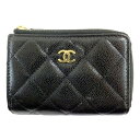 【天白】【CHANEL】シャネル マトラッセ 3つ折り財布 ブラック ゴールド金具 L字ファスナー ココマーク AP3177 B10583 レディース ウォレット【中古】