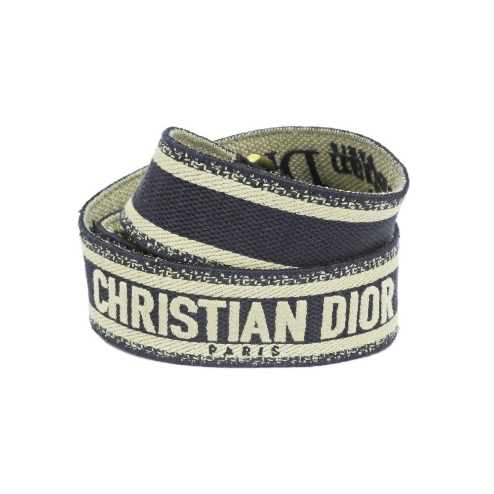 【名東】【CHRISTIAN DIOR】ディオール ロゴ ショルダーストラップ バッグ用 ダークネイビー ベージュ ブラック ゴールド金具 小物【中..