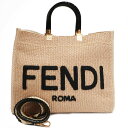 【天白】【FENDI】フェンディ サンシャイン ミディアム 8BH386 ハンド ショルダーバッグ 2WAY ストロー素材 ベージュ ゴールド金具 レディース【中古】