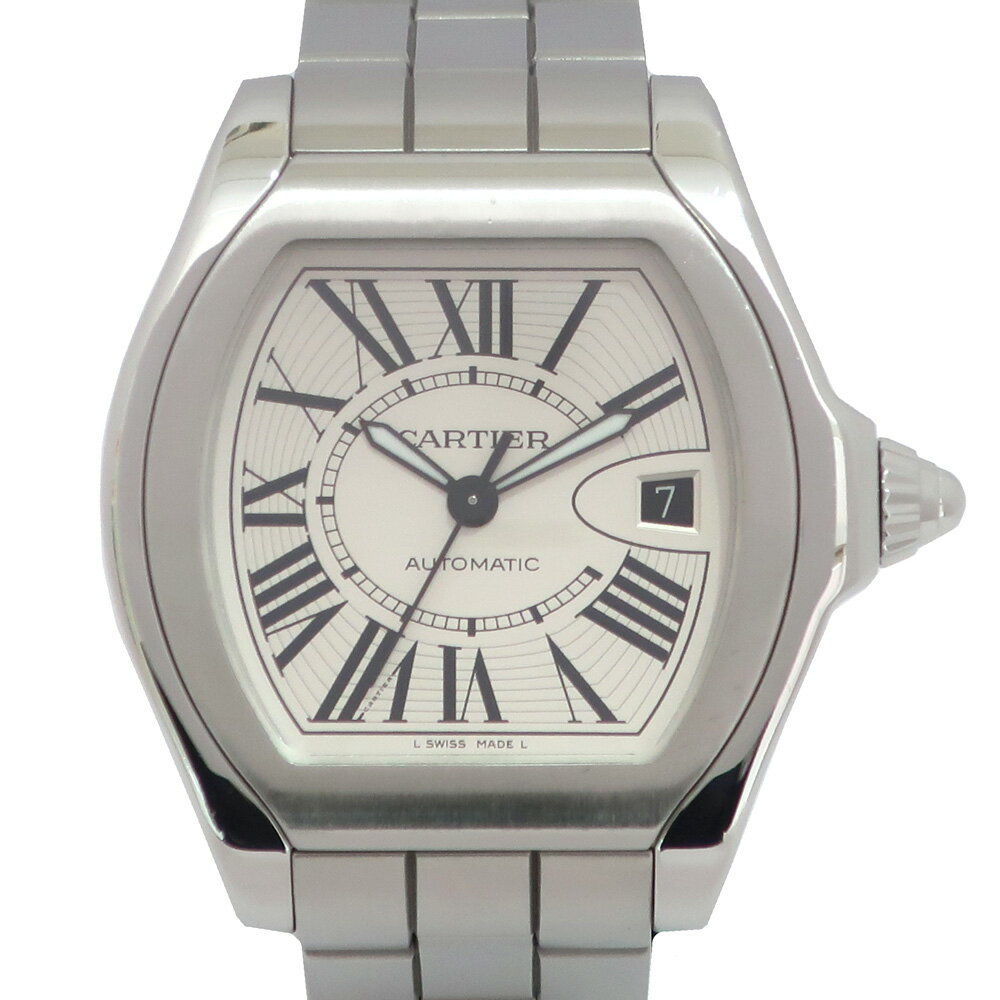 【栄】【CARTIER】カルティエ 腕時計 ロードスターLM シルバー文字盤 デイト付き W6206 ...