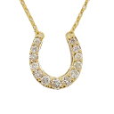 【天白】【JEWELRY】K18YG ダイヤ0.20ct ネックレス 馬蹄 イエローゴールド 750 金 40cm 約1.8g 高級 ジュエリー レディース【中古】