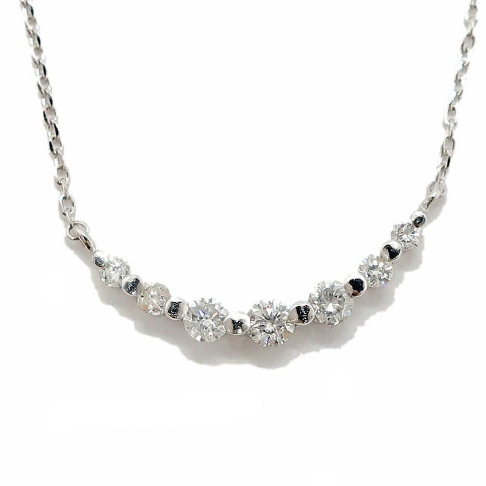 【天白】【JEWELRY】Pt850 Pt900 ダイヤモンド0.13ct ネックレス プラチナ 40cm 約1.3g 高級 ジュエリー ペンダント レディース 【中古】