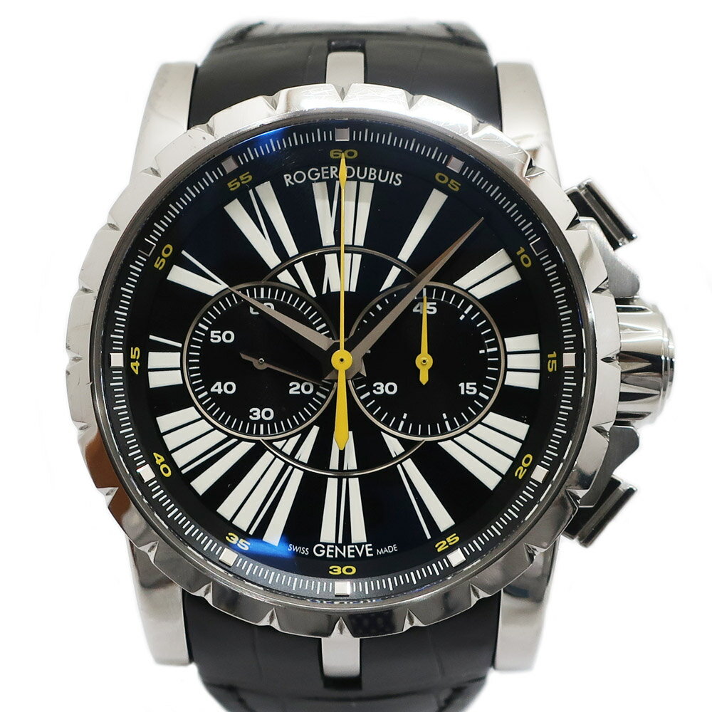 【最大3万円クーポン 5/9 20:00~】【天白】【ROGER DUBUIS】ロジェ・デュブイ エクスカリバー クロノグラフ DBEX0266 ブラック 自動巻 メンズ 腕時計【中古】