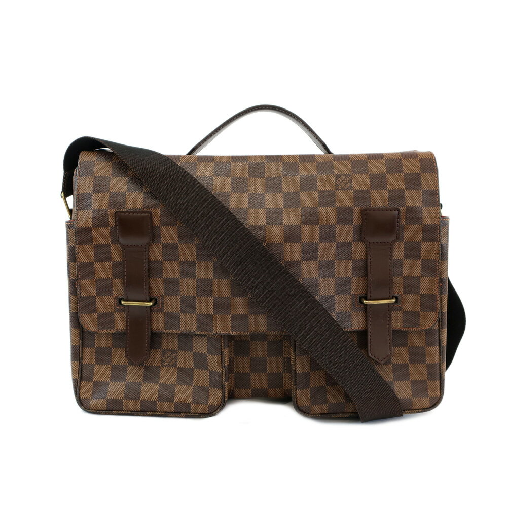 【天白】【LOUIS VUITTON】ルイヴィトン ブロードウェイ ダミエ N42270 ブラウン系 PVCコーティングキャンバス レザー ショルダーバッグ メンズ レディース 鞄【中古】