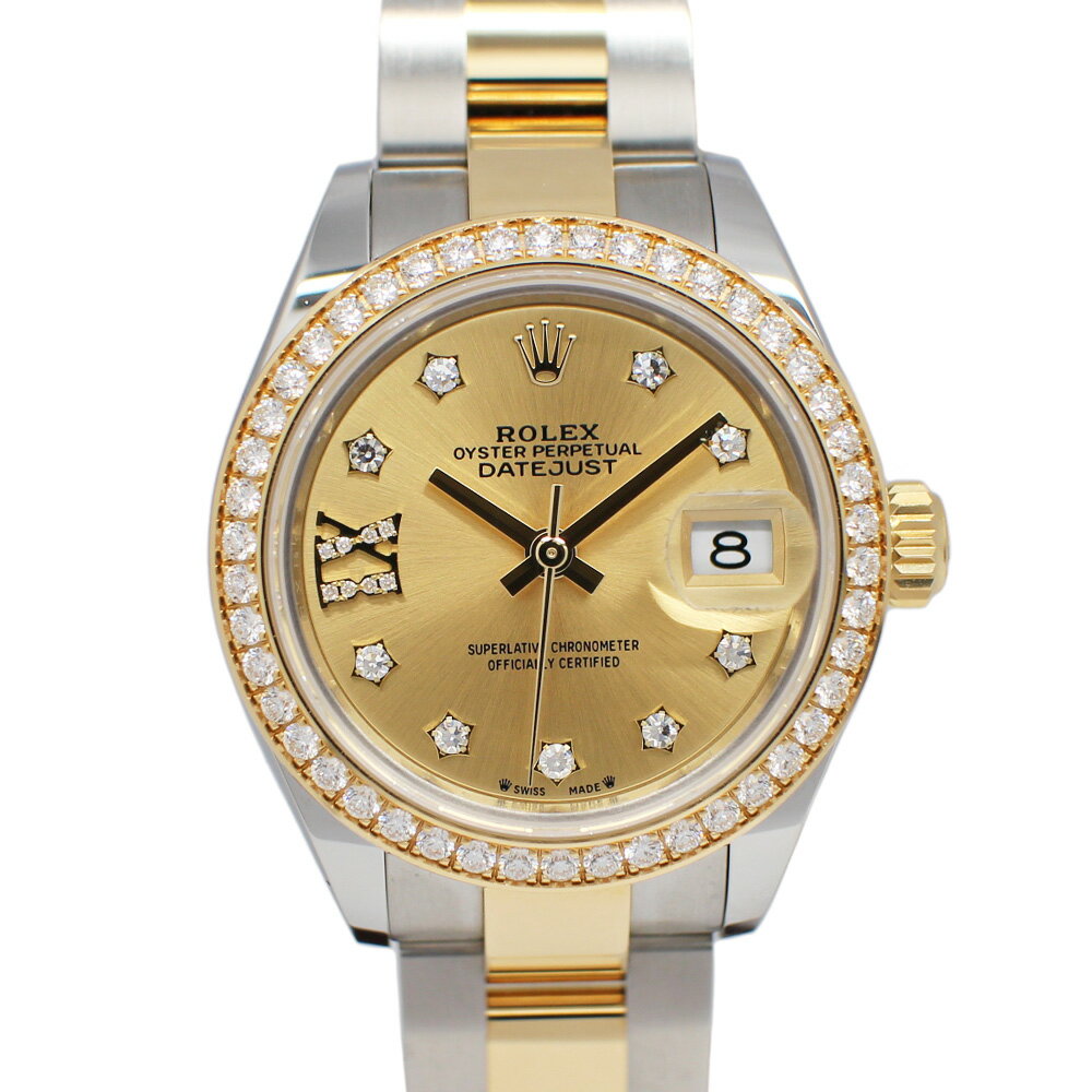 【最大3万円クーポン 6/1 0:00~】【名古屋】【ROLEX】ロレックス デイトジャスト 28 279383RBR ランダム シャンパン スター IXダイヤ ベゼルダイヤ SS YG 自動巻き レディース 保証書付き 2024年【中古】