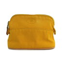 【名古屋】【HERMES】エルメス ボリードポーチ15 ミニミニ イエロー系 コットンキャンバス レザー 化粧ポーチ コスメ 小物 レディース メンズ【中古】