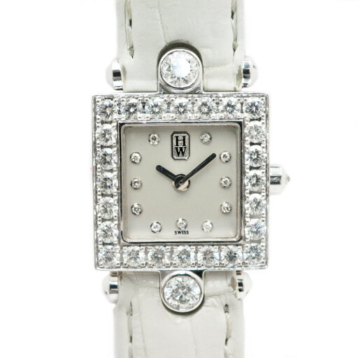 【名東】【HARRY WINSTON】ハリーウィンストン シグネチャー 120LQ18WLWDB 750WG ベゼルダイヤ 11Pダイヤ K18WG×革ベルト シェル文字盤 替えベルト付 クオーツ 腕時計【仕上げ済】【電池交換済】【中古】 【名東】【HARRY WINSTON】ハリーウィンストン シグネチャー 120LQ18WLWDB 750WG ベゼルダイヤ 11Pダイヤ K18WG×革ベルト シェル文字盤 替えベルト付 クオーツ 腕時計【仕上げ済】【電池交換済】【中古】