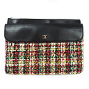 【最大3万円割引クーポン 5/1~】【栄】【CHANEL】シャネル クラッチバッグ マトラッセ ツイード ココマーク ラムスキン ブラック ポーチ【中古】
