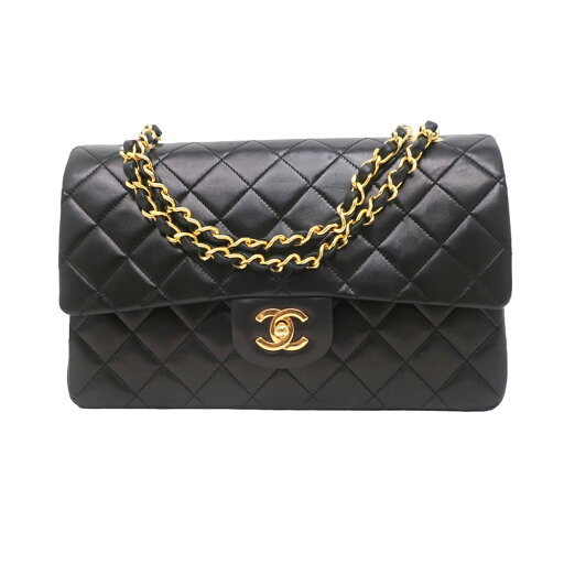 【名東】【CHANEL】シャネル マトラッセ Wフラップチェーンショルダーバッグ ラムスキン ブラック GD金具 A01112【中古】 【名東】【CHANEL】シャネル マトラッセ Wフラップチェーンショルダーバッグ ラムスキン ブラック GD金具 A01112【中古】