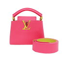 【名東】【サマーセール】【LOUIS VUITTON】ルイヴィトン カプシーヌMINI ショルダーバッグ ハンド ピンクXイエロー トリヨンレザー M55987...