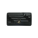 【最大3万円割引クーポン 5/1~】【名東】【JIMMY CHOO】ジミーチュウ MARTINA ファスナー付長財布 ブラック 黒 ライトゴールド金具 ウォレッ...