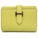 【最大3万円割引クーポン 8/1~】【天白】【HERMES】ベアン コンビネ リモンチェッロ 黄色 シェブルミゾル シルバー金具 コンパクト W刻 2024年 ...