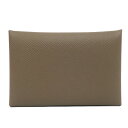 【名東】【HERMES】エルメス カルヴィ カードケース 名刺入れ ヴォーエプソン エトゥープ シルバー金具 W刻印 レザー メンズ レディース【新品】【未使用...