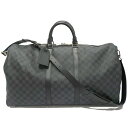 【最大3万円割引クーポン 5/1~】【栄】【LOUIS VUITTON】ルイヴィトン キーポル・バンドリエール55 ボストンバッグ N41413 ダミエ ブラッ...