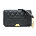 【最大3万円割引クーポン 5/1~】【名東】【CHANEL】シャネル ボーイシャネル チェーンウォレット ショルダーバッグ キャビアスキン ブラック GD金具 ...