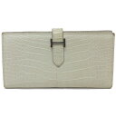 【天白】【HERMES】エルメス ベアンスフレ アリゲーター ベトン系 シルバー金具 レザー 長財布 エキゾチック A刻印 マチ 箱 小物 メンズ レディース【中古】