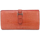 【天白】【HERMES】エルメス ベアンスフレ アリゲーター レッド系 シルバー金具 レザー 長財布 レディース エキゾチック □N刻印 マチ 箱 サイテス 小物【中古】