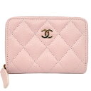 【栄】【CHANEL】シャネル AP0216 クラシック ジップ コインパース ピンク コインケース マトラッセ ココマーク キャビアスキン 財布 ラウンドファスナー ミニウォレット 箱【中古】