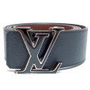 【天白】【LOUIS VUITTON】ルイヴィトン ベルト LVティルト リバース トリヨン 40MM シルバー金具 M0027S ネイビー×ブラウン ファッシ...