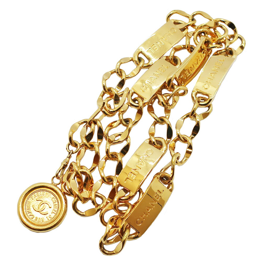 【最大3万円割引クーポン 5/9 20:00~】【天白】【CHANEL】シャネル チェーンベルト ココマーク メダル カンボン プレート ゴールド アクセサリー レディース【中古】