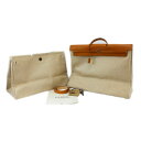 【最大3万円割引クーポン 5/1~】【天白】【HERMES】エルメス エールバッグGM □B刻印 1998年頃製造 トワルアッシュ/ブラウン ハンドバッグ 肩掛...