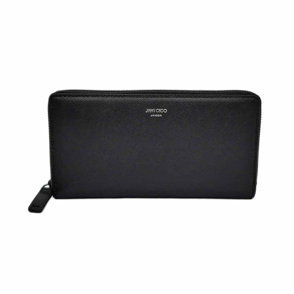 【名東】【JIMMY CHOO】ジミーチュウ PHELIX ラウンドファスナー長財布 ブラック 黒 財布 ウォレット メンズ 男【未使用】【中古】