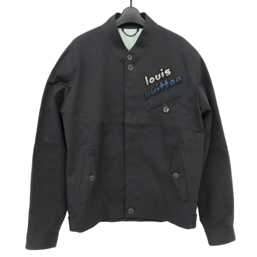 【名古屋】【LOUIS VUITTON】ルイヴィトン コットンハリントンジャケット 1ABXSO 46 ブラック ビーズ アウター カジュアル アパレル 服 メンズ 美品【中古】