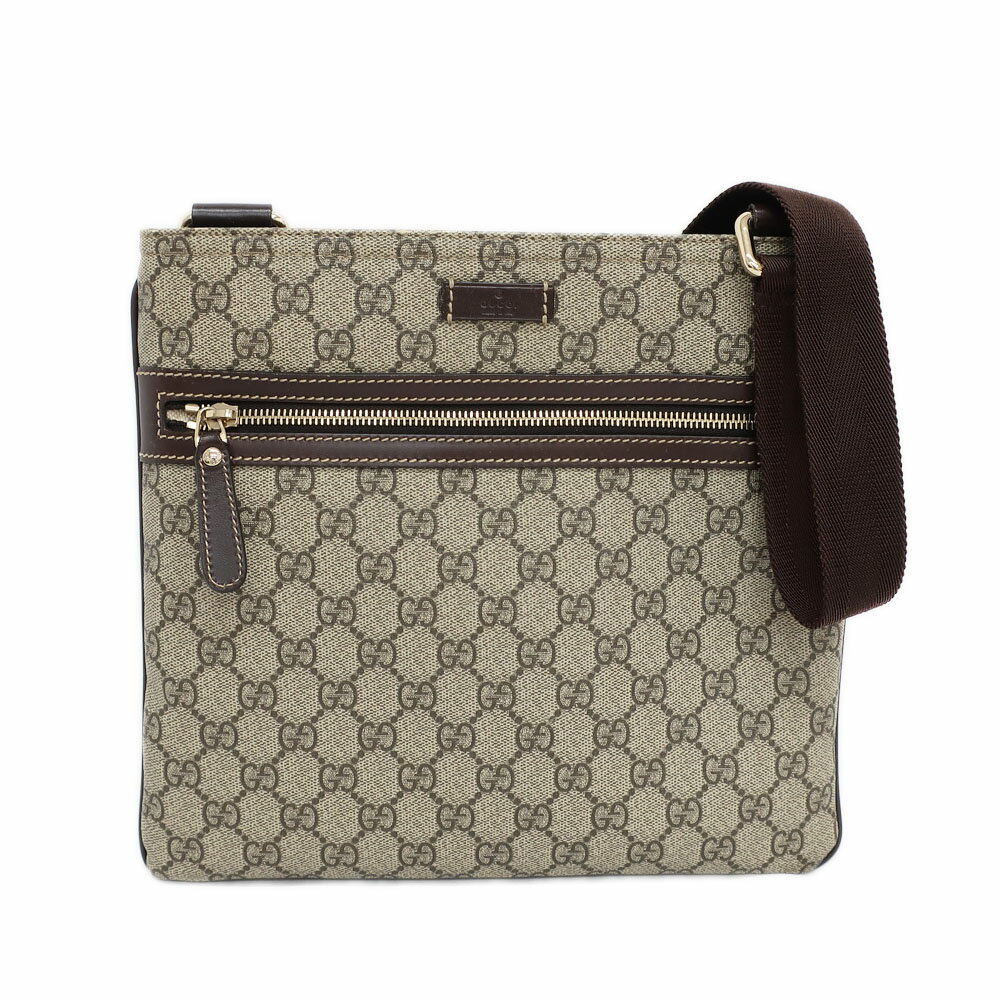 【天白】【GUCCI】グッチ ショルダーバッグ GGスプリーム ベージュ ブラウン ゴールド金具 295252 レザー キャンバス メンズ レディース 鞄【中古】