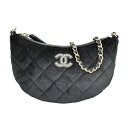 【名東】【CHANEL】シャネル チェーンショルダーバッグ ベロア GD金具 2024年イヤーズギフト 黒色 ブラック レディース【新品】【未使用】【中古】