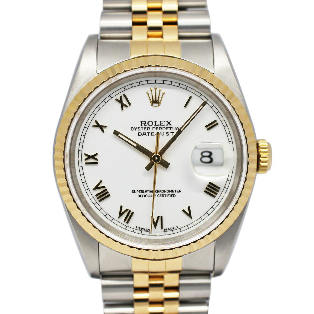 【名古屋】【ROLEX】ロレックス デイトジャスト 16233 E番 ホワイト ローマ SS YG 自動巻き メンズ 保証書付き【中古】