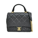 【名東】【サマーセール】【CHANEL】シャネル トップハンドル AS3871 キャビアスキン 黒色 ブラック ショルダーバッグ GD金具 レディース【中古】