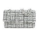 【名東】【サマーセール】【CHANEL】シャネル チェーンショルダーバッグ ツイード スパンコール 肩掛け シルバー金具 ホワイト 白色 レディース【中古】