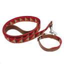 【最大3万円割引クーポン 5/1~】【栄】【HERMES】エルメス 犬用リード 首輪 U刻 2022年頃 キャンバス レザー マルチカラー レッド系 オレンジ系...